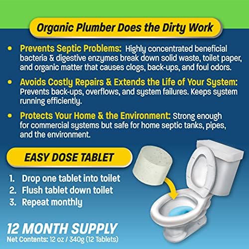 Septic Tank Cleaner Treatment, Bacteria x Natural Enzyme Flushable Bio Tabs, Rid Sewage Waste & Clean Field System, 1 Year of Tablets - Image 4