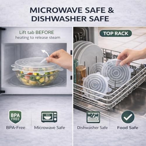 Premium 8-Piece Silicone Stretch Lid Set with Extra Large 11” Cover – Reusable BPA-Free Eco-Friendly Bowl Covers – Universal Airtight Leak-Proof Seal for Pots, Bowls & Fruit - Image 7