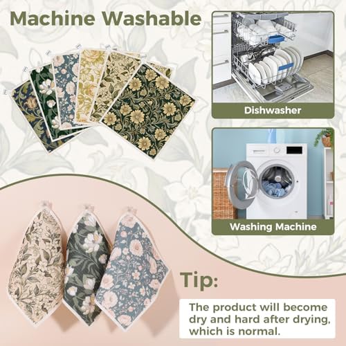 Needbrock 6 Pack Vintage Floral Swedish Dishcloths for Kitchen - Image 4
