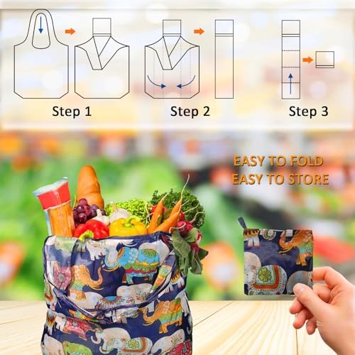 Reusable Grocery bags, 4 Pack - Lightweight And Compact, Grocery Totes Animal Printed, Machine Washable And Durable, Ideal For Groceries, Travel, And Daily Use - Image 4