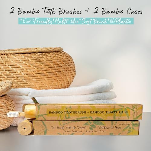 Bamboo Toothbrush & Travel Case Set – Eco-Friendly Oral Care with Soft Bristles – Sustainable & Portable Dental Hygiene Kit 2 Pack (2) - Image 2