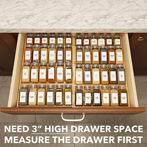 SpaceAid Bamboo Spice Drawer Organizer, (Need 3" Deep Drawer) Expandable 4 Tier Spices Rack for Cabinet, Kitchen Seasoning Storage Insert (Jars Not Included, From 12" to 23" Wide) - Image 4