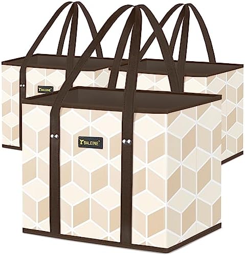BALEINE 3PK Reusable Grocery Bags, Heavy Duty Shopping Tote Bag by BALEINE