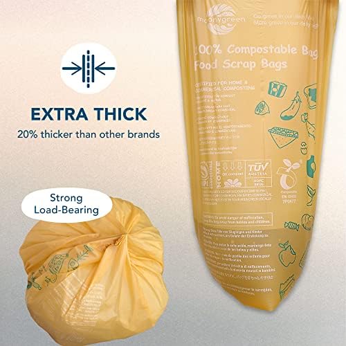 Compostable Trash Bags 13 Gallon, Tall Kitchen Food Waste Bags, US BPI ASTM D6400 and Europe OK Compost Home Certified, Heavy-Duty, 49.2 Liter, 100 Count, Extra Thick - Image 4