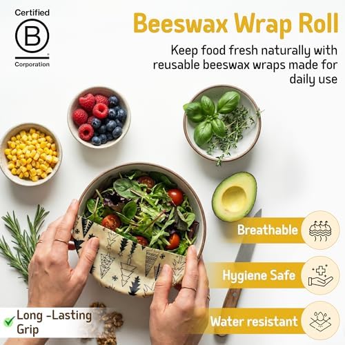SuperBee Beeswax Wrap Roll XL 35x13" Reusable Food Wrap Holiday Print - Image 2