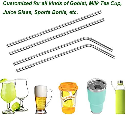 VEHHE Metal Straws, Stainless Steel Reusable Straws Set (2 Straight|2 Bent) - Image 6