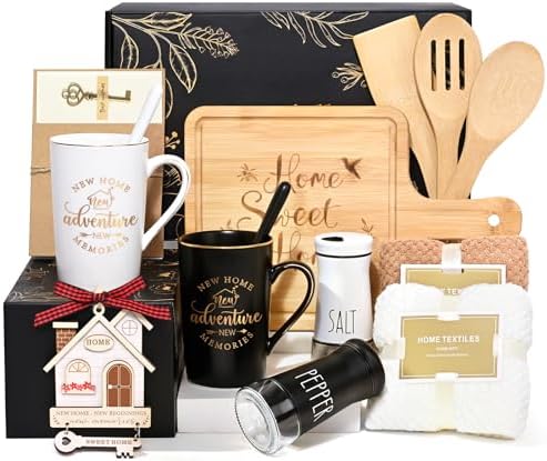 Maustic House Warming Gifts New Home, 14 Pcs New House Gift Basket, Housewarming Present for Homeowners Couples Women, Closing Gifts for Home Buyers by Maustic