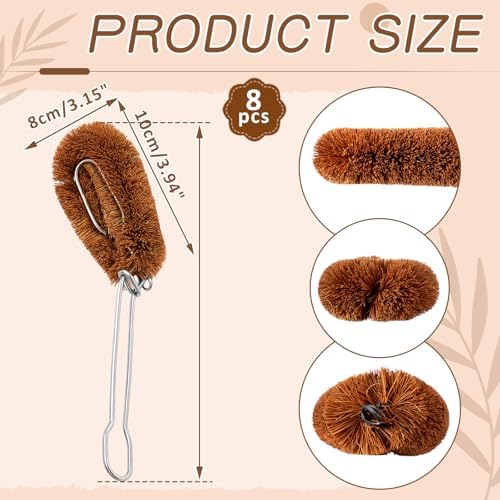 Sawysine Tawashi 100% Natural Coconut Coir Fiber Brush with Handle - Image 2
