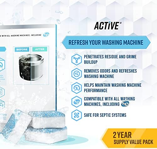 Washing Machine Cleaner Descaler 48 Pack - Value Size Deep Cleaning Tablets HE Front Loader & Top Load Washer, Septic Safe Eco-Friendly Deodorizer, Clean Inside Laundry Drum Tub Seal - 48 Count - Image 2