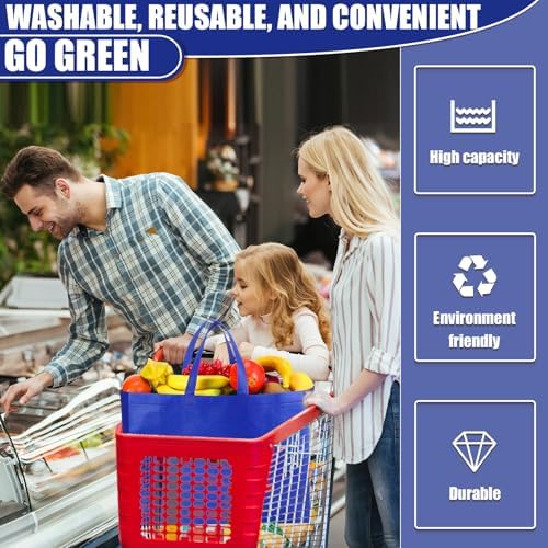 Windyun Reusable Grocery Bags Large Non Woven Shopping Bags with Handles Foldable Portable Tote, 16x6x12 Inch - Image 4
