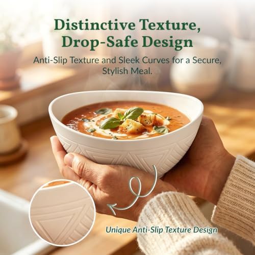 Homienly Wheat Straw Serving Bowls Unbreakable Serving Bowls for Kitchen, Camping, Party, RV, Microwave and Dishwasher Safe Soup Bowls 26 OZ Popcorn Bowls Reusable (4 PCS White) - Image 5