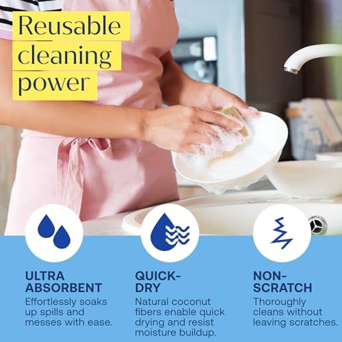 Fab Tab Coconut Cellulose Sponges - Non-Scratch Kitchen Cleaning, 12 Pack - Image 5