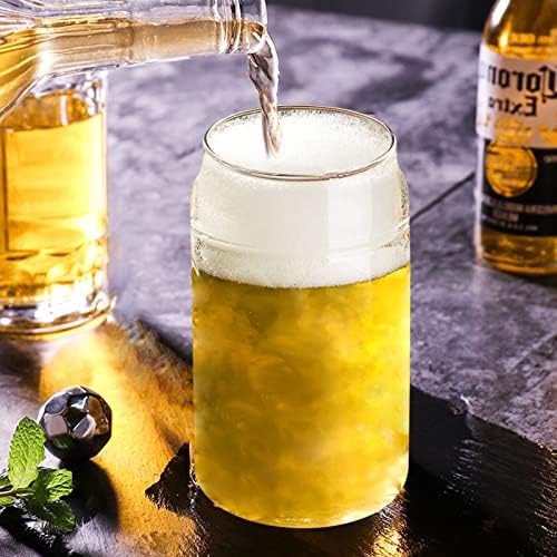 WISIMMALL Drinking Glasses with Bamboo Lids and Glass Straw 2PCS Set, 16oz Glass Cups with Lids and Straws, Beer, Iced Coffee Glasses, Soda, Gift 1 Cleaning Brushes - Image 4