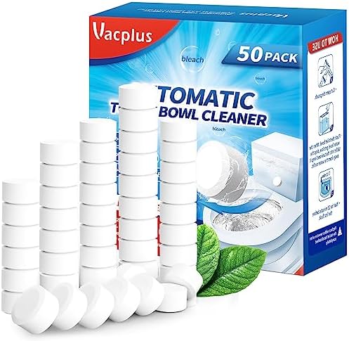 Vacplus Toilet Bowl Cleaner Tablets, 50 Pack, Auto Bleach, Long-Lasting by Vacplus