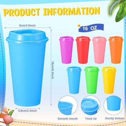 Honeydak 45 Pack 16 oz Reusable Coffee Cups with Lids Water Bottle Iced Coffee Travel Mug Portable Plastic Tea Tumblers Bulk for Hot and Cold Drinks Birthdays Party (Fresh,Classic) - Image 3