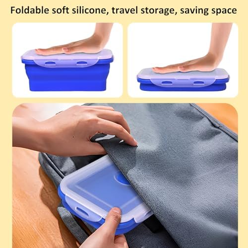 Collapsible Silicone Food Storage Containers With Lids, Set of 6 Foldable Storge Bowls, Bento Lunch Boxes for Kitchen, Camping, Rv, BPA Free - Image 5
