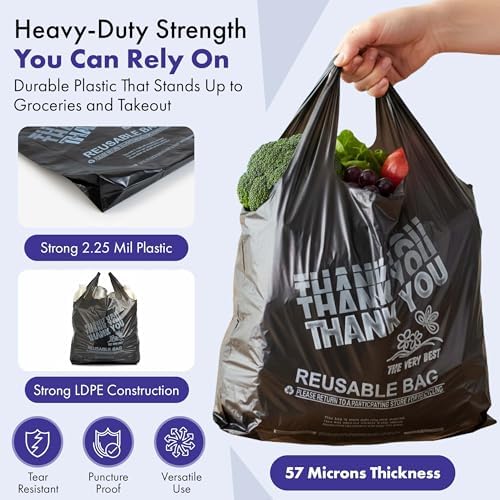 Thank You Plastic Grocery Bags 12"x7"x22" Heavy Duty 2.25 Mil - Image 6