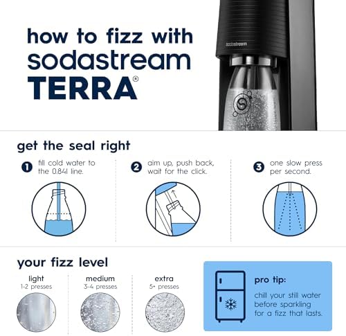 SodaStream TERRA Sparkling Water Maker, CO2 Bundle, CQC CO2 System, Includes 3 Quick Connect 60L CO2 Cylinders, 1 Dishwasher Safe BPA Free Bottle, Make your own Pepsi, Black - Image 4
