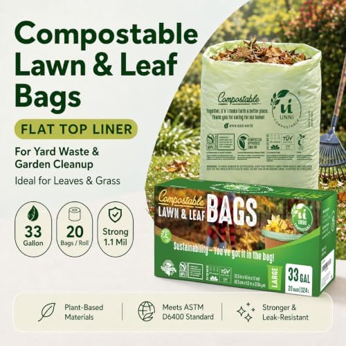 UNNI 30-33 Gallon Compostable Bags, 40 Count, 124 L, Extra Thick 1.1 Mil - Image 2