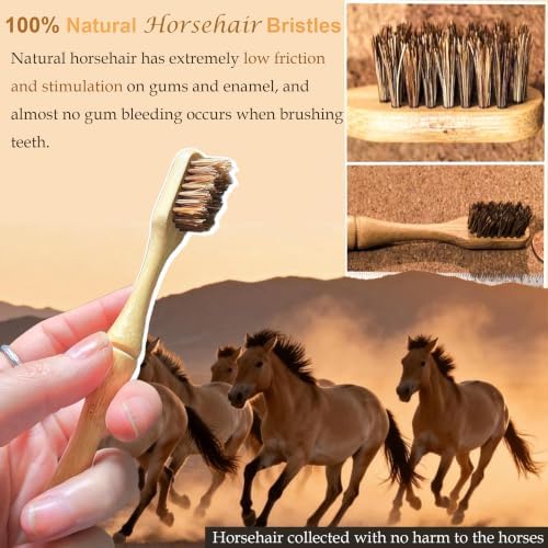 Bamboo Toothbrushes, Natural Horsehair Bristles, 2-Pack - Image 2