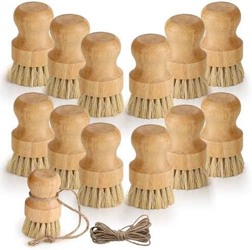 12 Pcs Bamboo Dish Brush, Wooden Bamboo, Sisal Bristles by KEJJNYER