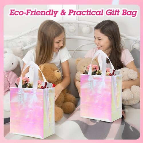 Eccliy 80 Pcs Reusable Gift Bags, Medium, Holographic Pink - Image 5
