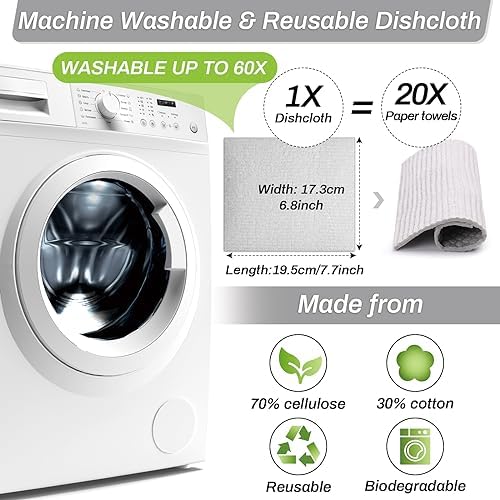 Lucomb 11 Pack Swedish Dishcloths, Reusable Kitchen Dish Rags Sponge Cleaning Cloths Cellulose Dishcloths for Kitchen Washing Dish Counters - Image 4