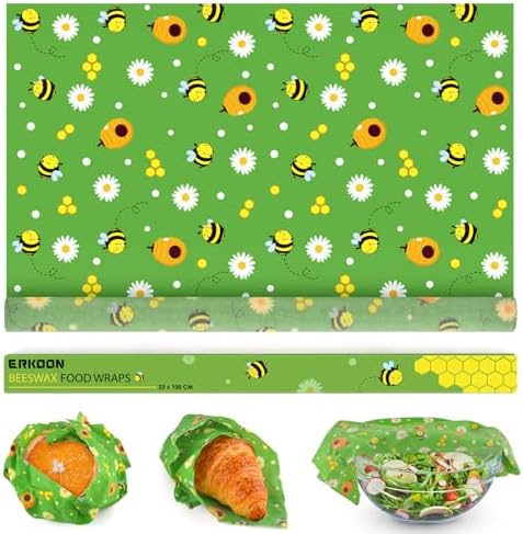 Beeswax Food Wraps,13x39 Inch Honeycomb Bread Wrap Eco-Friendly Reusable Bread Storage Bags Kitchen Food Storage Organic Beeswax Plastic Wrap by ERKOON