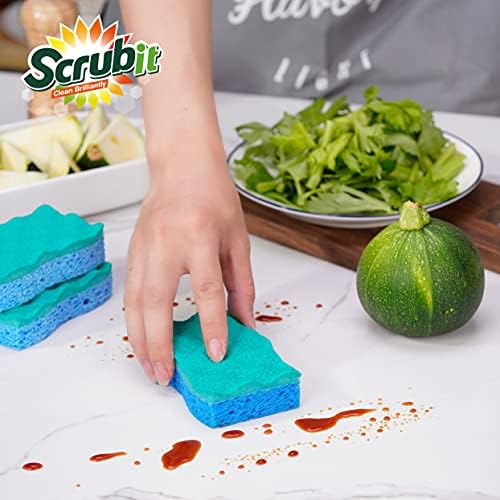 SCRUBIT Multi-Use Scrub Sponge – Non-Scratch Kitchen Sponges for Dishes, Pots & Pans - Heavy Duty & Odor-Free Rippled Scrubbing Pad, Designed for Tough Cleaning Jobs, 6 Count - Image 3