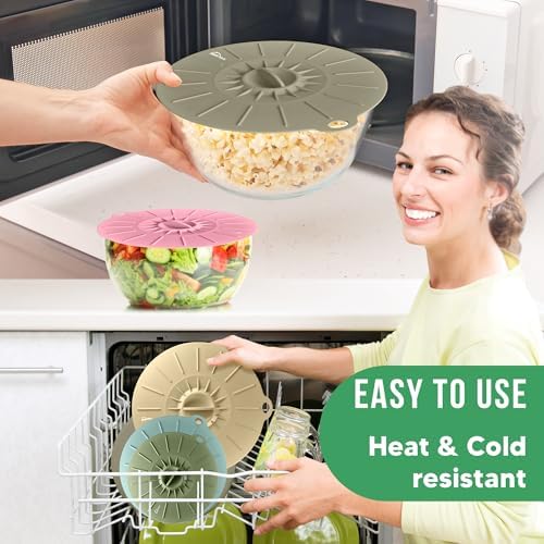 Microwave Cover Silicone Lids - Set of 11 Pieces - Suction Covers for Pots, Pans, Bowls, Cups, Skillets - Splatter Protection - Easy Food Storage - BPA Free - Image 6