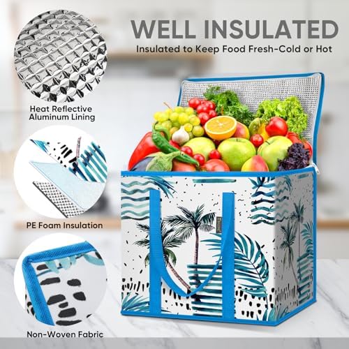 BALEINE Insulated Reusable Grocery Bags with Zippered Top, Large Cooler Bag - Image 2