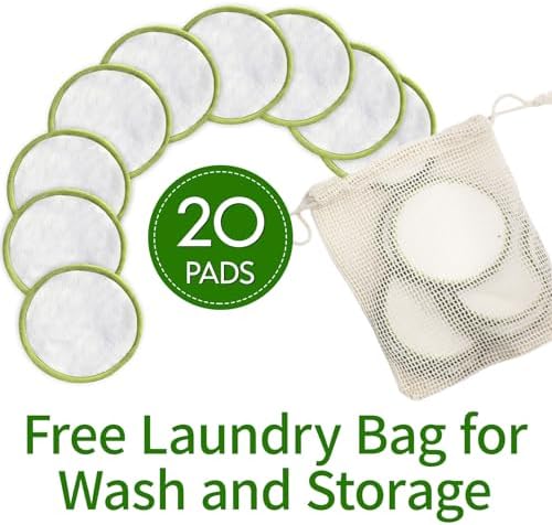 20 Pack Reusable Makeup Remover Face Pads with Laundry Bag Washable Soft and Comfortable Cleaning Face Skin,Washable Bamboo Cotton Rounds (White) - Image 4