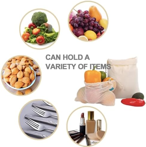 3 Reusable Mesh Produce Bags &3 Organic Cotton Muslin Bags with Spring-Lock Closure Zero Waste Kit for Grocery Shopping, Vegetable, Fruit Storage, Bulk Food, Travel - Image 3