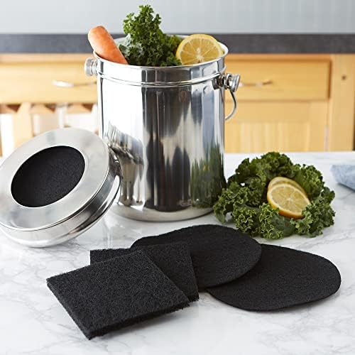 RSVP International Charcoal Compost Bin Filter 2-Piece Set Helps Keep Kitchen Smelling Fresh, Replacement - 1 Gallon Bin/Pail - Image 6