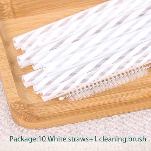 Dakoufish Replacement Straws for StanleylOwalalHydro Jug 40oz 30oz Tumbler,10 Pack 12 Inch White Reusable Straws With Cleaning Brush For Stanley Simple Modern Cup,Dishwasher Safe. - Image 6