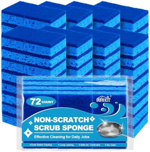HOMEXCEL Sponges Kitchen 72 Pack, Non Scratch Scrub Dish Sponge for Dishes by HOMEXCEL