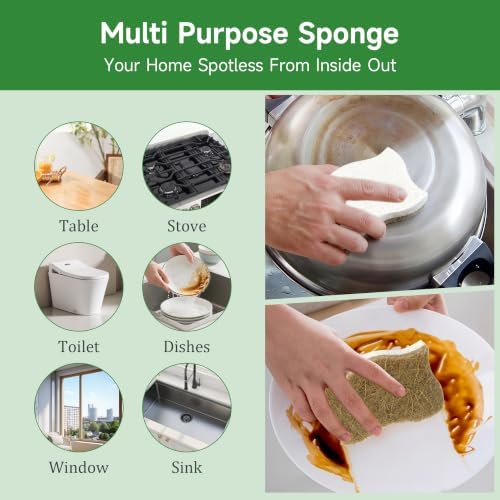 Silkyhose 12Pack Wave-Edge Cellulose Coconut Sponges, Non-Scratch Cleaning - Image 5