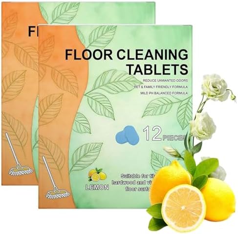 2SET Pre-Measured Dissolvable Cleaning Solution for Tile, Floor Cleaner Tablets Hard Floor Cleaner Tablets, Vinyl, Hardwood, Fresh Lemon Scent, Compatible with Robot Mops & Wet/Dry Vacuums by Unknown