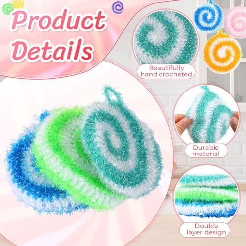 Kenning 12 Pcs Dish Scrubber Non Scratch Dish Washing Scrubbers Reusable Household Cleaning Kitchen Tools for Dishwashing Washing Dishes Cookware Tubs Sinks (Candy) - Image 3