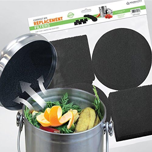 12 Pieces Counter Top Activated Carbon Compost Bin Filters - Extra Thick Indoor Pail Replacement Charcoal Caddy Filters Refill, 0.4" Thickness - Image 5