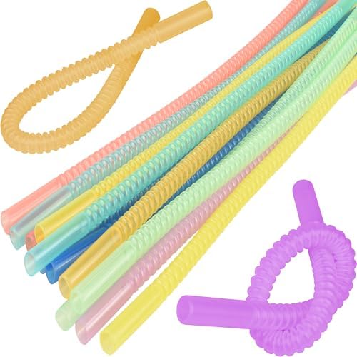 Bendable Straws - 11 inch Long Colored Flexible Straws - Bendy Drinking Straw Reusable - 14 Pack by DIXIMUS