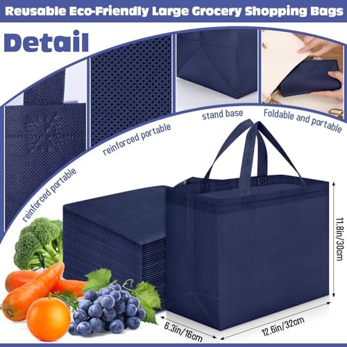 Windyun Reusable Grocery Bags Non Woven with Handles - Image 3