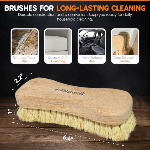 All-Natural Wooden Scrub Brush Set | Eco-Friendly Cleaning Brush Set with Tampico Bristles | Floor Scrub Brush & Shower Scrubber for Bathroom, Tub, Kitchen & Carpet | Sustainable Set – Pack of 2 - Image 6