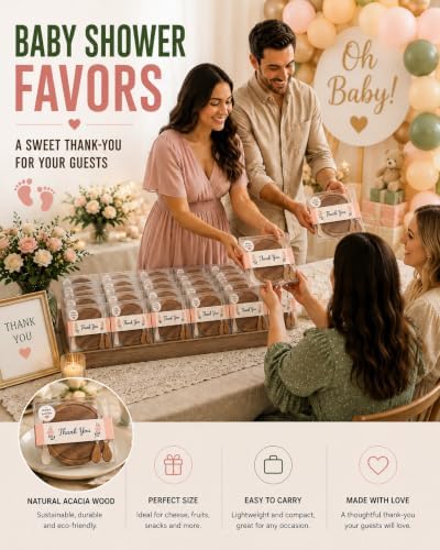 Wedding Favor Charcuterie Board Set with Knife & Fork, 6-Inch Small Personal Serving Tray, Bridal Shower & Baby Shower Game Prize Gift, Storage-Ready PP Case，Acacia - Image 4