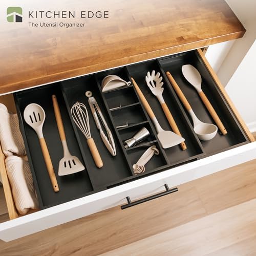 KitchenEdge Utensil & Junk Drawer Organizer, 16-28 in, Black Bamboo - Image 2
