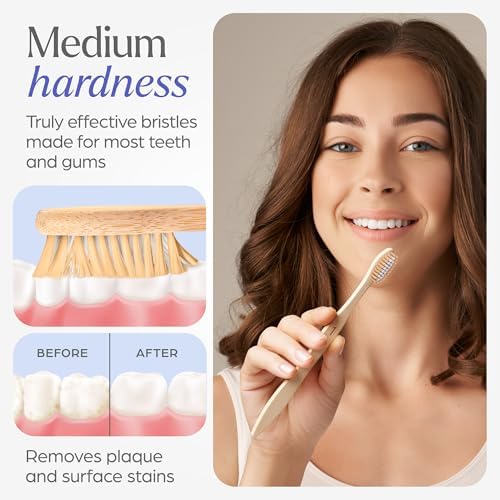 VIVAGO Bamboo Toothbrushes - Medium Bristles Toothbrushes for Adults - Image 4