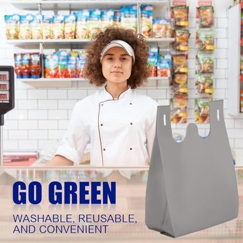 Windyun Large Grocery T-shirt Bags Bulk Reusable Non Woven Shopping Bag Foldable Gift Tote with Handle, 20.5x11x5.5 Inch - Image 4