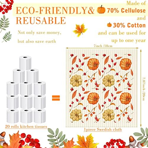 Cunhill 6 Pcs Dishcloths Reusable, Yellow Leaves Kitchen - Image 2