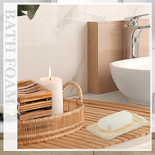 Umigy 40 Pcs Soap Bag Holder Kit, Sisal Mesh Bamboo Tray, Beige, Charcoal - Image 5