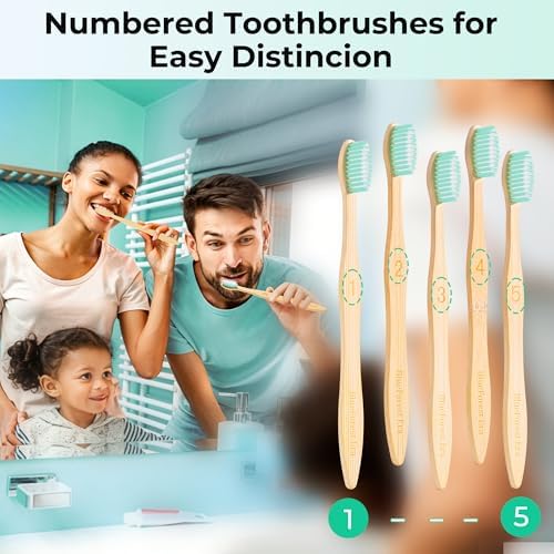 Bamboo Toothbrushes, Ultra Soft 0.12mm PBT Bristles 10 Pack - Image 5